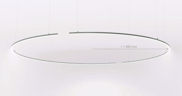 Aluminium Aufbauprofil in Kreisform bis Ø 400 mm  für LED-Streifen – moderne, gleichmäßige Lichtverteilung.